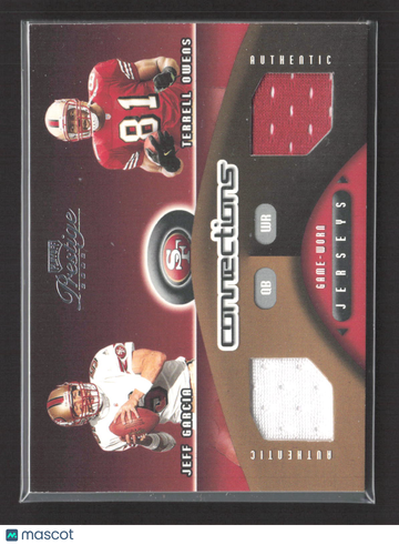 2002 Playoff Prestige Connections Terrell Owens Jeff Garcia #C-6 /500 Game-Worn Jerseys