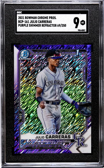 2021 Bowman Chrome Prospects #BCP-161 Julio Carreras Purple Shimmer Refractor 69/250 SGC 9