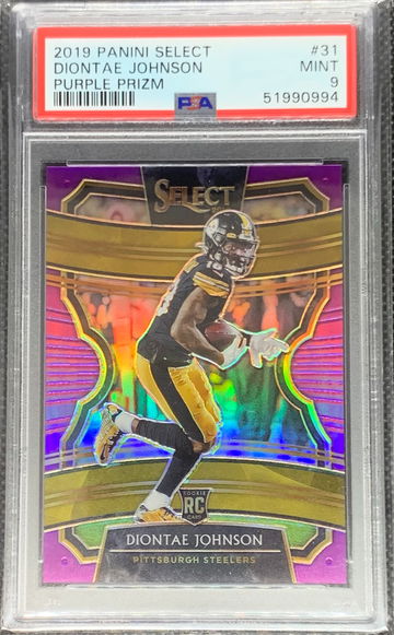 2019 Panini Select Concourse Diontae Johnson Rookie Purple Prizm PSA 9 Mint