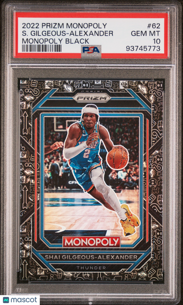 2022 Panini Prizm Monopoly S. Gilgeous-Alexander #62 Black PSA 10