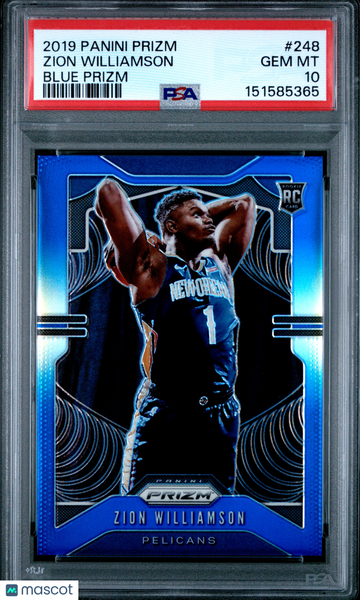 2019 Panini Prizm Zion Williamson #248 Blue /199 Rookie RC PSA 10