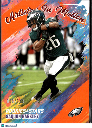 Saquon Barkley 2025 Panini Rookies & Stars Artistry In Motion Orange /125 Philadelphia Eagles