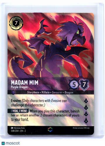 Rise of the Floodborn Madam Mim - Purple Dragon Foil Enchanted #208/204