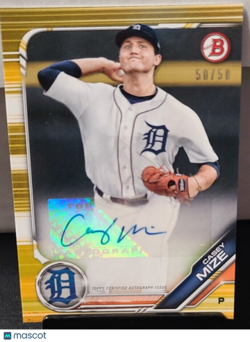 2019 Casey Mize #PA-CM Gold Parallel/Variety Bowman