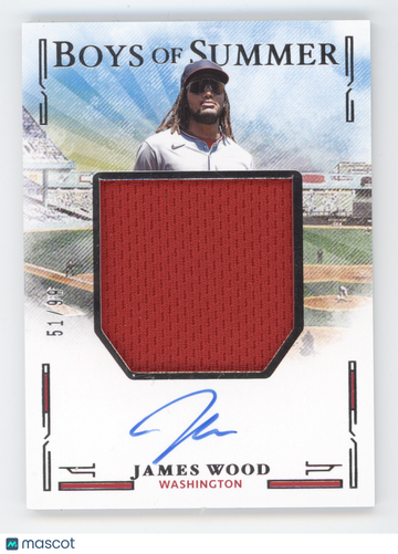 2025 Panini Boys of Summer James Wood #JMS-JW /99 Authentic Memorabilia