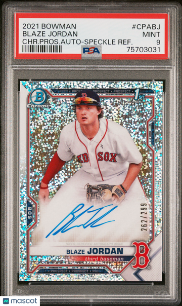 2021 Bowman Chrome Prospect Autographs Blaze Jordan #CPABJ CHR. Pros. Auto Speckle Refractor /299 PSA 9
