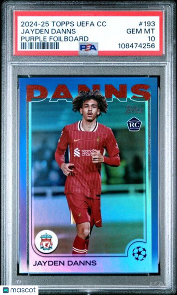 2024-25 Topps UEFA Club Competitions Jayden Danns #193 Purple Foilboard PSA 10