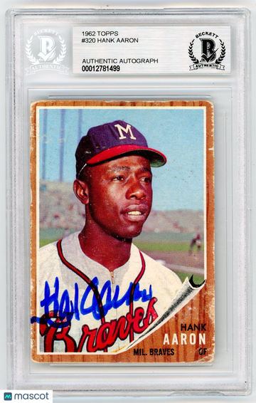 1962 Topps Hank Aaron #320 BVG Authentic BAS Auto A