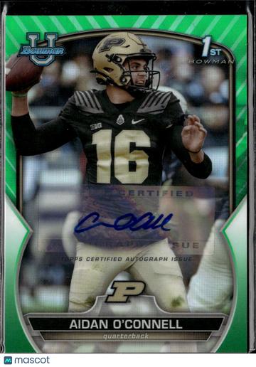 Aidan O'Connell 2022 Bowman University 1st Bowman Auto Green Purdue Boilermakers