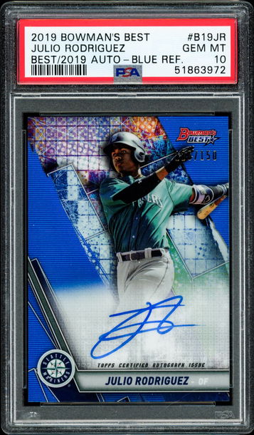 2019 Bowman's Best Julio Rodriguez Blue Refractor Prospect RC Auto - PSA 10 GEM MINT
