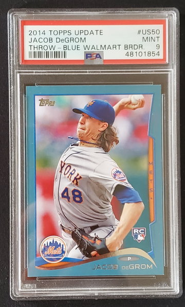 Jacob DeGrom 2014 Topps Update #US50 US-50 Throwing Walmart Blue Border Parallel Baseball PSA 9 New York Mets PSA 9 RC