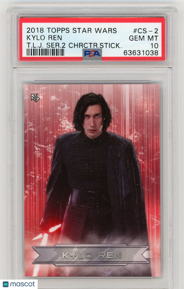 2018 Topps Star Wars The Last Jedi Series 2 Character Stickers Kylo Ren #CS-2 PSA 10