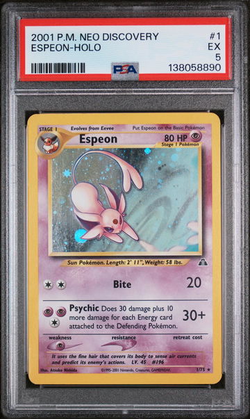 2001 Pokemon Neo Discovery Holo Espeon #1 PSA 5