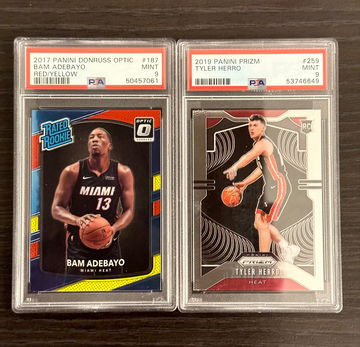 Bam Adebayo and Tyler Herro RC PSA 9 mint slabs set of 2 Miami Heat