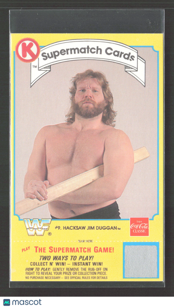 1987 Circle K Coca-Cola WWF Supermatch Cards Hacksaw Jim Duggan #9