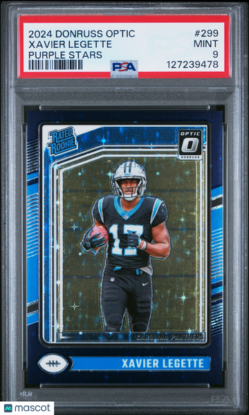 2024 Panini Donruss Optic Xavier Legette #299 Purple Stars PSA 9