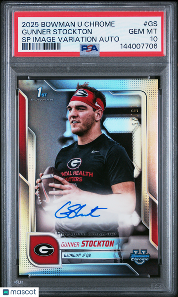 2025 Bowman University Chrome SP Image Variations Autographs Gunner Stockton #GS PSA 10 Auto