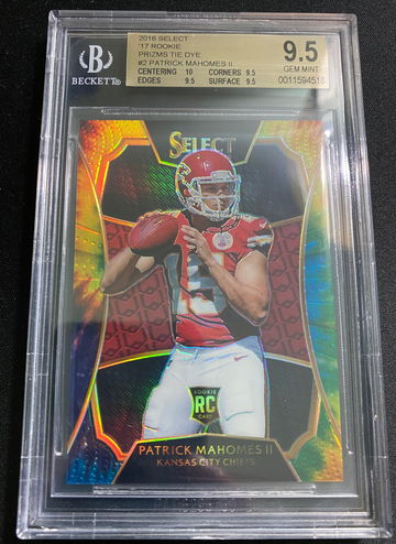 2016 Select 2017 Prizm XRC Tie Dye /25 Patrick Mahomes BGS 9.5 Gem Mint True Grm Plus