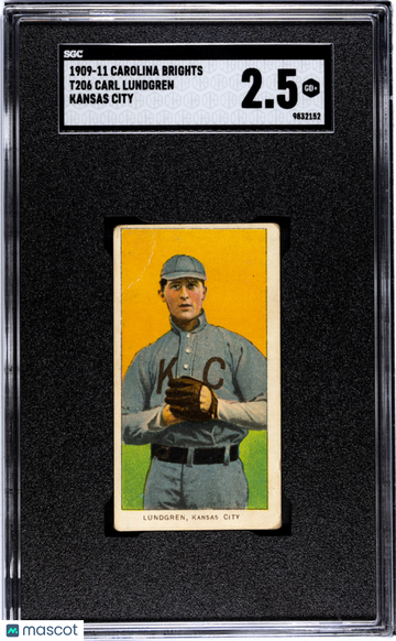 1909 Carolina Brights (T206) Carl Lundgren Kansas City SGC 2.5