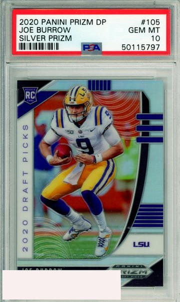 2020 PANINI PRIZM DRAFT PICKS JOE BURROW #105 SILVER PRIZM ROOKIE PSA 10 GEM MT