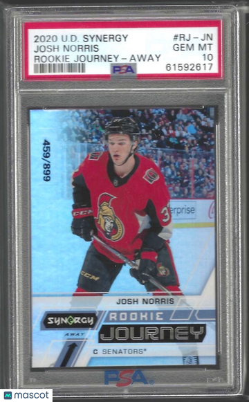 2020 Upper Deck Synergy Rookie Journey Josh Norris #RJ-JN Away PSA 10