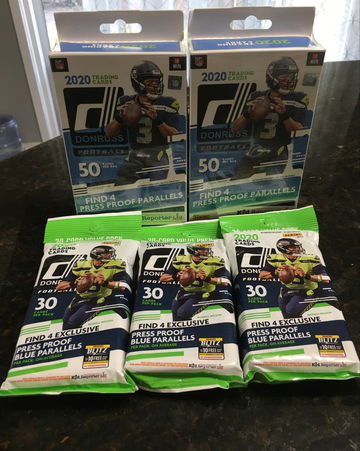 (2) 2020 Donruss Football Hanger Boxes & (3) 2020 Donruss Football Value Packs