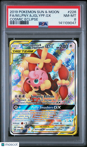 M. Lpny. &Jglypf. GX #226 2019 Pokemon Sun & Moon Cosmic Eclipse PSA 8