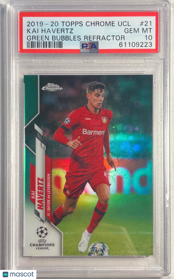 2019 Topps Chrome UEFA Champions League Kai Havertz #21 Green Bubbles Refractor PSA 10