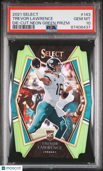 2021 Select Trevor Lawrence Die Cut Neon Green Prizm /349 PSA 10
