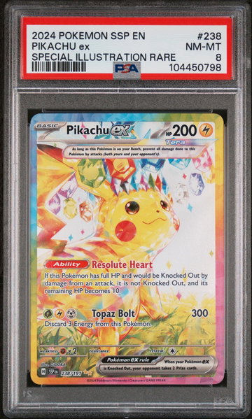 2024 Pokemon Scarlet and Violet Surging Sparks Special Illustration Rare Pikachu Ex #238 PSA 8