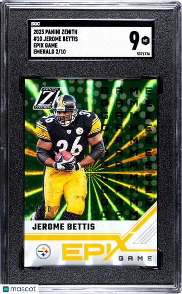2023 Panini Zenith Jerome Bettis #10 Epix Game Emerald SGC 9