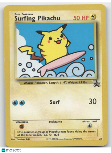 2001 Wizards Surfing Pikachu Black Star Promo #28