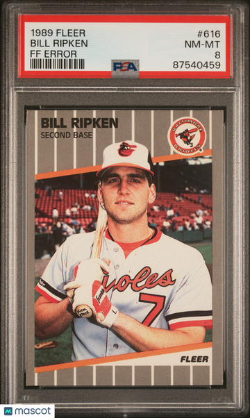 1989 Fleer Bill Ripken #616 FF Error PSA 8