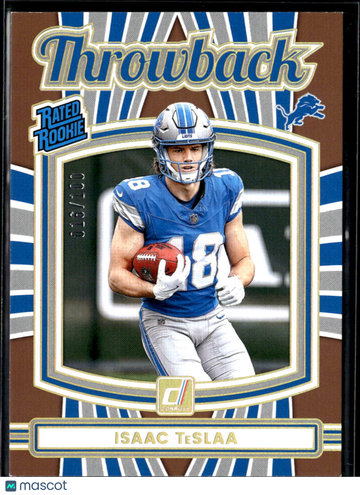 Isaac TeSlaa 2025 Panini Donruss Throwback /100 Detroit Lions