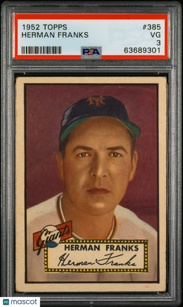 1952 Topps Herman Franks #385 PSA 3