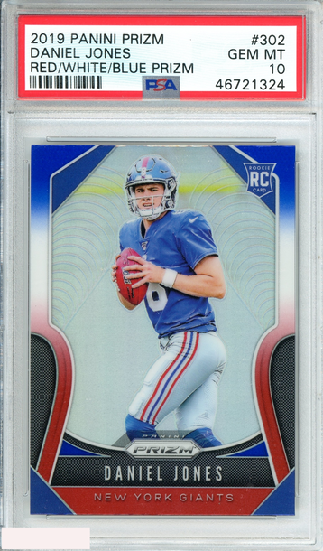 2019 PANINI PRIZM DANIEL JONES #302 RED WHITE BLUE PRIZM ROOKIE RC PSA 10 GEM MT