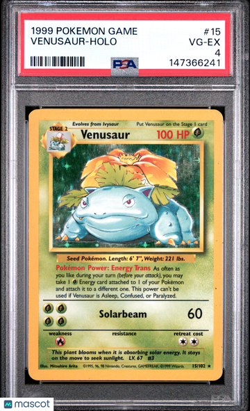 1999 Pokemon Game Venusaur Holo PSA 4 #15