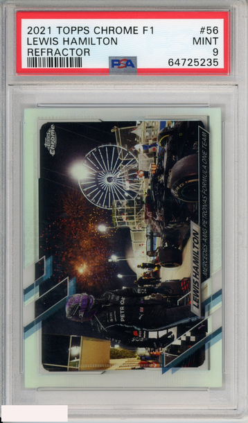 2021 TOPPS CHROME F1 LEWIS HAMILTON #56 REFRACTOR MERCEDES AMG PSA 9 MINT