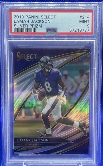 2019 PANINI SELECT LAMAR JACKSON FIELD LEVEL SILVER PRIZM #214 PSA 10 GEM MINT