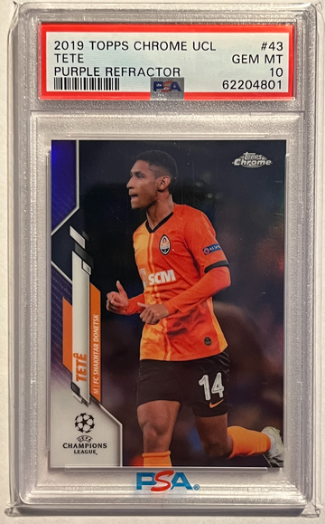 2019 Topps Chrome UCL Tete Purple Refractor PSA 10