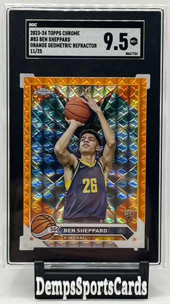 2023-24 Topps Chrome Orange Geo Ref /25 SSP RC Ben Sheppard #83 SGC 9.5 Pacers