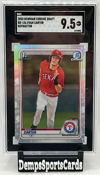 2020 Bowman Chrome Draft Refractor Evan Carter 1st Bowman #BD-126 Rangers Prospect SGC 9.5
