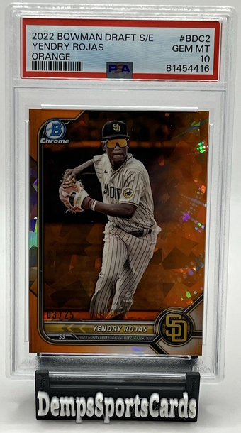 2022 Bowman Draft Sapphire Orange 3/25 SSP Yendry Rojas PSA 10 Padres #BDC2