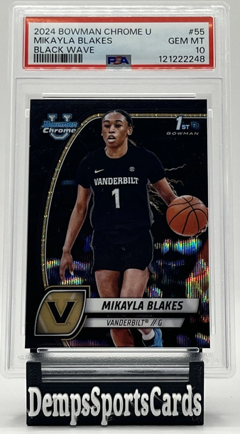 Mikayla Blakes 2024 Bowman Chrome U 1st Bowman PSA 10 #55 Black Wave Refractor