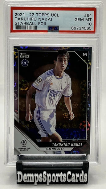 2021 Topps UEFA UCL Starball Foil PSA 10 Takuhiro Pipi Nakai RC #64 Real Madrid