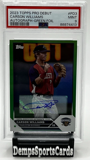 2023 Topps Pro Debut Carson Williams Autograph Green Foil /99 PSA 9 #PD3 Tampa
