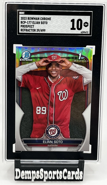 2023 Bowman Chrome Prospect Ref. /499 Elian Soto SGC 10 1st Bowman #BCP-177 Nats