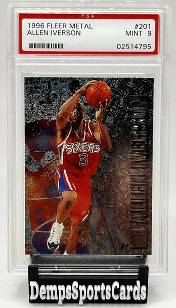 1996 Fleer Metal Allen Iverson RC #201 PSA 9 Philadelphia 76ers Rookie