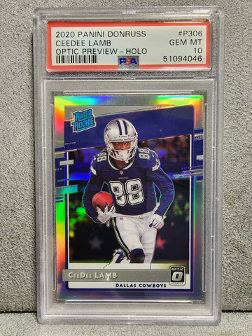 2020 Donruss Optic Preview HOLO CeeDee Lamb PSA 10 POP 33 #P306