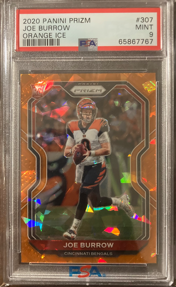 2020 Panini Prizm Joe Burrow Orange Ice PSA 9